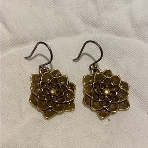Gold and brown floral earrings